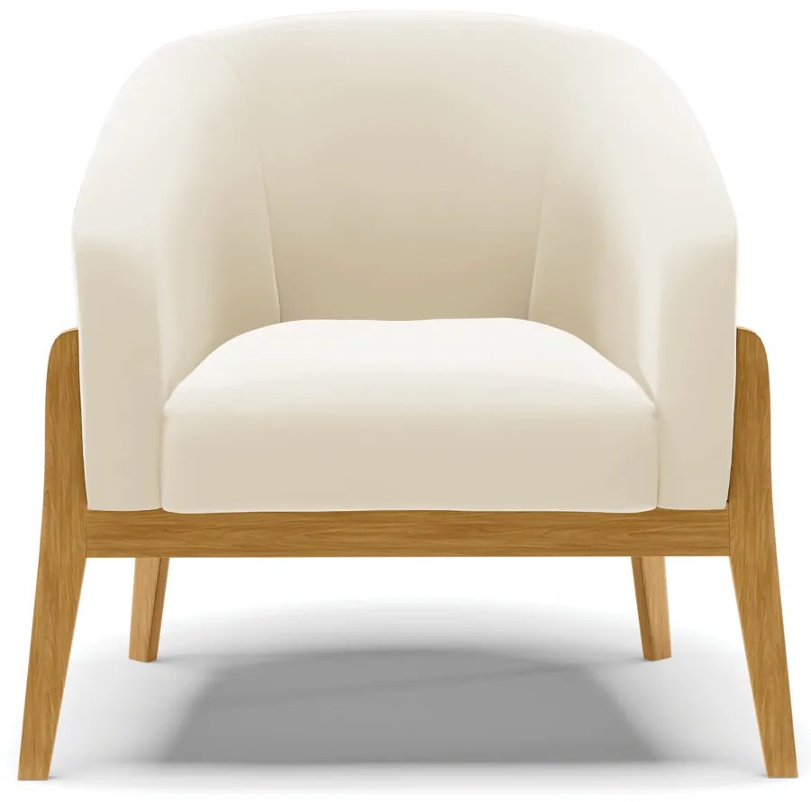 Poltrona Decorativa Base de Madeira kit 2 Stella Veludo D03 - D'Rossi - Bege