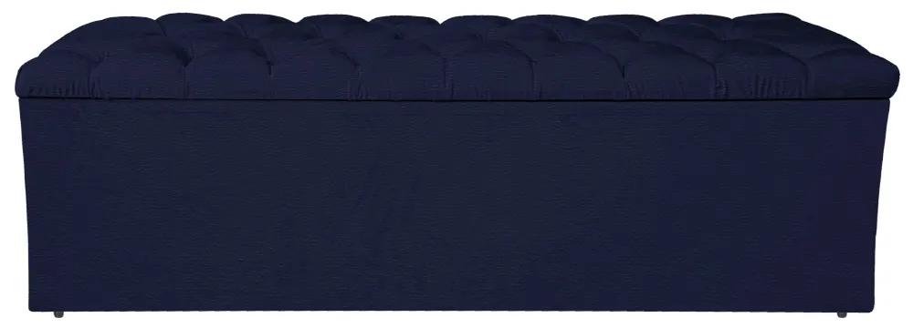 Calçadeira Estofada Liverpool 160 cm Queen Size Corano Azul Marinho - ADJ Decor