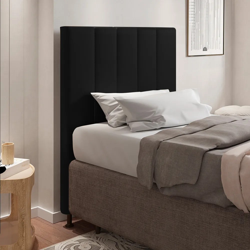 Cabeceira Malibu Para Cama Box Solteiro 90 cm Corino Preto - D'Rossi