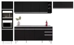 Armário de Cozinha Modulada 5 Peças CP18 Balcão com Pia Inox Preto - L