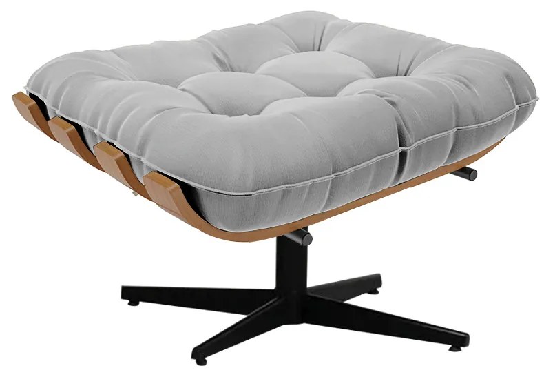 Puff Giratório Costela Suede Base Giratória Preto - D'Rossi - Cinza