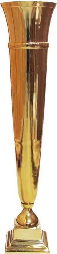 Vaso De Alumínio Dourado Brilhante 63cm x 17cm