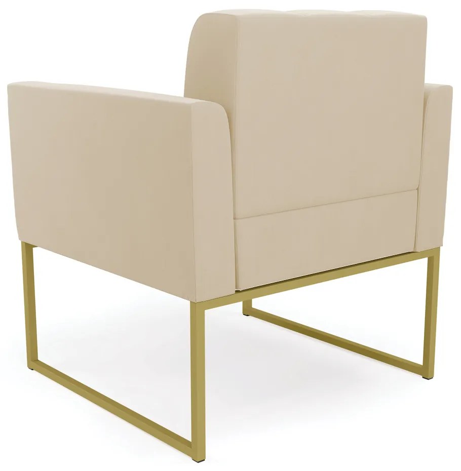 Poltrona Elisa Suede Base Metálica Industrial Dourado - D'Rossi - Bege