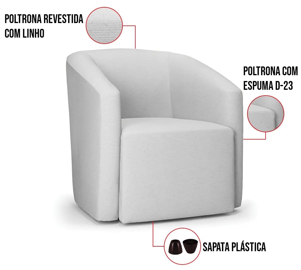 Poltrona Decorativa Orgânica Stella Max Veludo Cinza D03 - D'Rossi