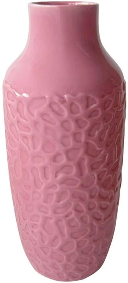 Vaso Texture Coral Finish Pink em Cerâmica - Urban - 31x11 cm