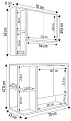 Gabinete de Banheiro com Cuba e Espelheira Lizzi B02 Titanium/Naturall