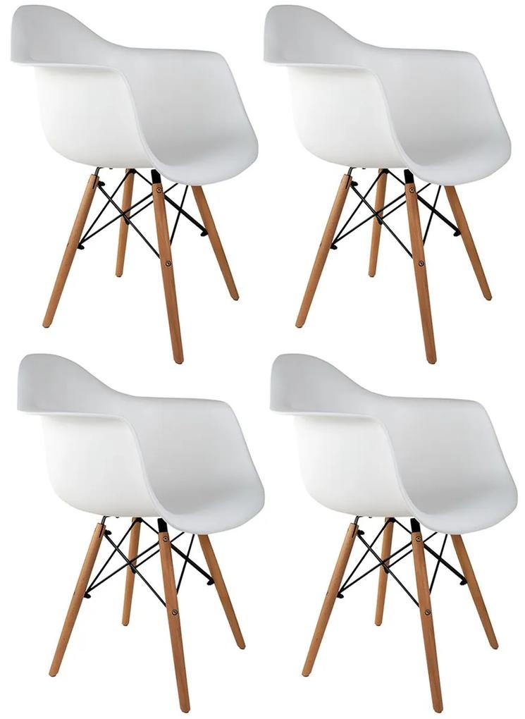 Conjunto 4 Cadeiras Eames Branca Com Braço DSW - Empório Tiffany