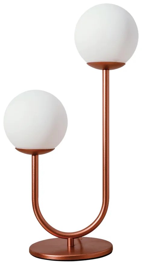 Abajur Pêndulo C/ 2 Globos Ø27X46Cm 2L G9 / Metal E Globo Ø12Cm | Usin... (PT / CB-M - Preto Text + Cobre Metálico, AMBAR)