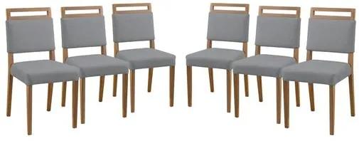 Kit 6 Cadeiras de Jantar Estofada Cinza em Veludo Marken