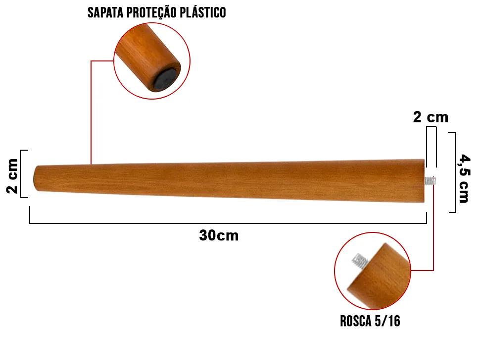 Pé Palito Fino Castanho 30 cm - D'Rossi