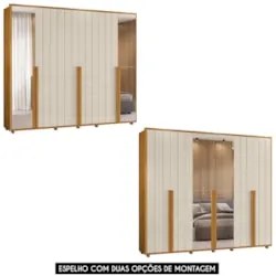 Guarda Roupa Casal 278cm 6 Portas 4 Espelhos Zac Off/Cinamomo Z10 - Mp
