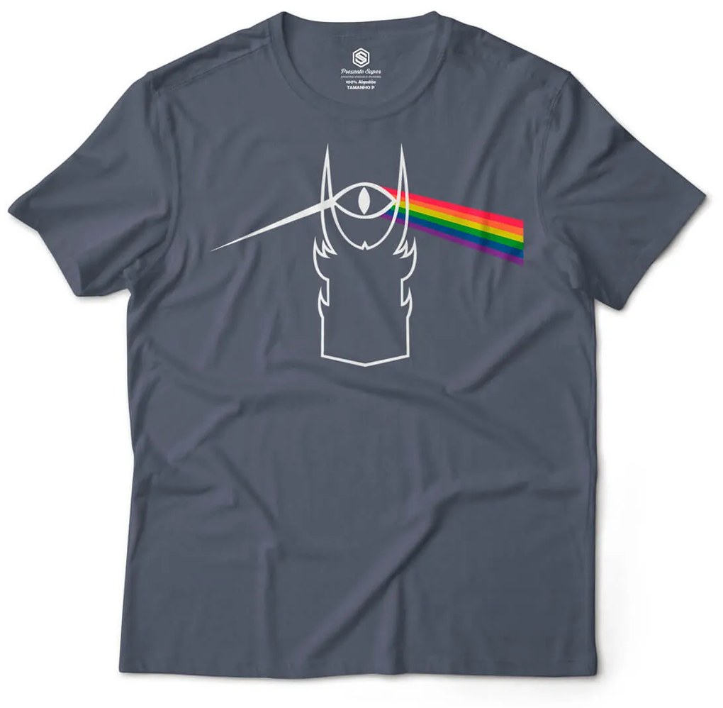 Camiseta Unissex Olho Sauron Prisma Cores Senhor dos Anéis - Cinza Chumbo - P