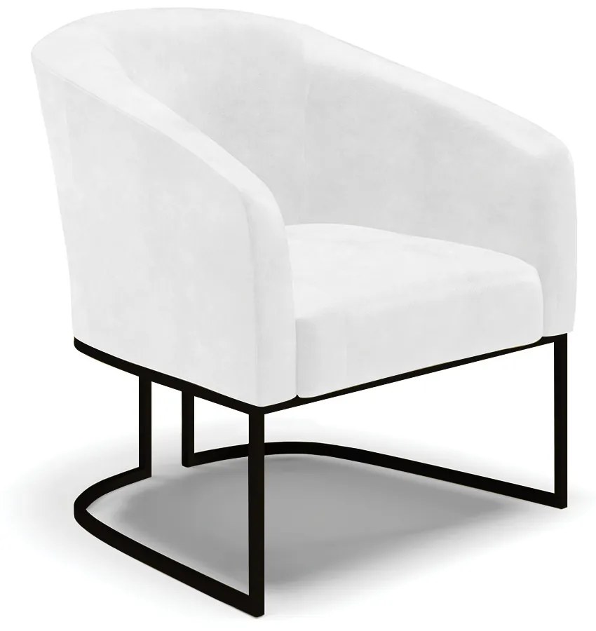 Poltrona Decorativa Industrial Preto Stella Sintético PU D03 - D'Rossi - Branco