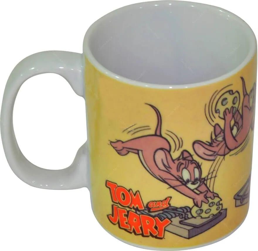 Caneca HB Tom And Jerry Playing In a Mousetrap Laranja em Porcelana