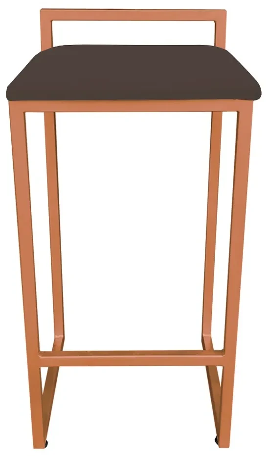 Banqueta Alta Lavínia Suede Marrom Base Cobre D'Rossi