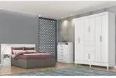 Dormitório Casal GR Munique Comoda Triunfo e Cabeceira London Branco Demobile