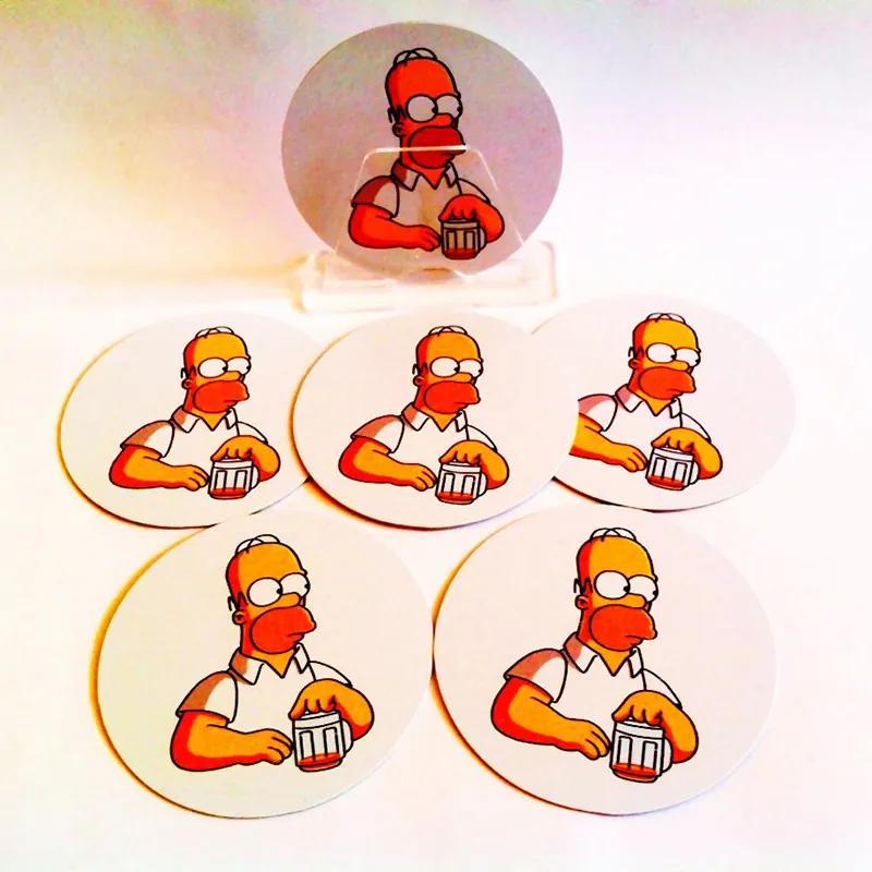 Conjunto com 6 Porta Copos Redondos Simpsons Homer Beer