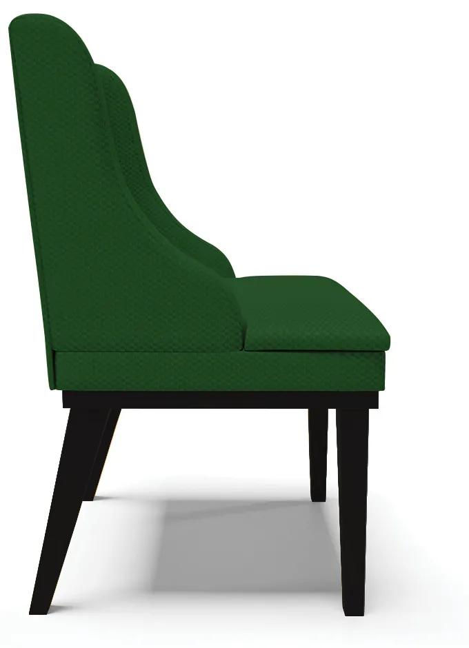 Kit 06 Cadeiras de Jantar Liz Veludo Luxo Verde A136 Base Fixa Madeira Preto - D'Rossi