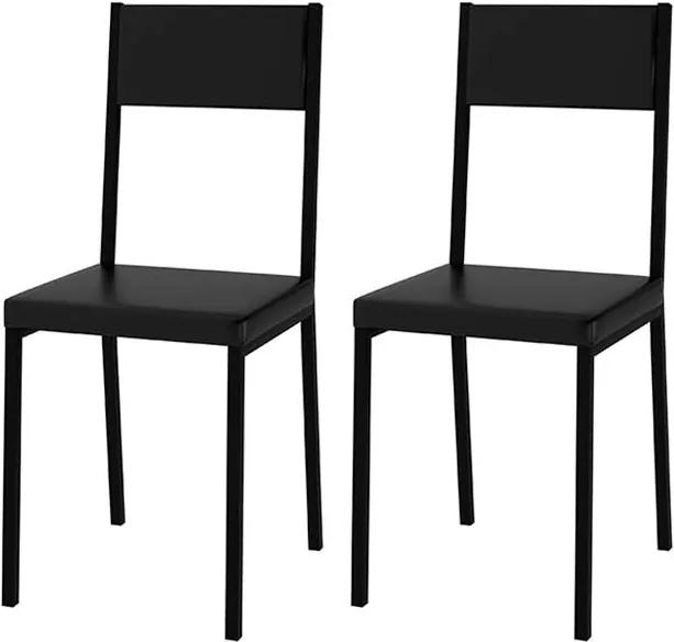 Conjunto 2 Cadeiras Wells com Assento em Vinil Preto