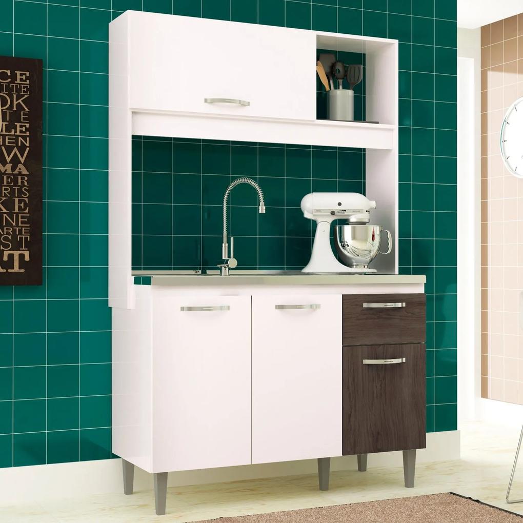 Cozinha Compacta Katy 04 Portas 01 Gaveta Branco/Malbec -IRM