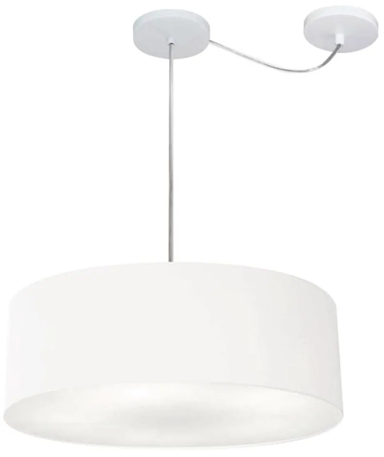 Lustre Pendente Cilíndrico Com Desvio de Centro Vivare Md-4222 Cúpula em Tecido 45x15cm - Bivolt