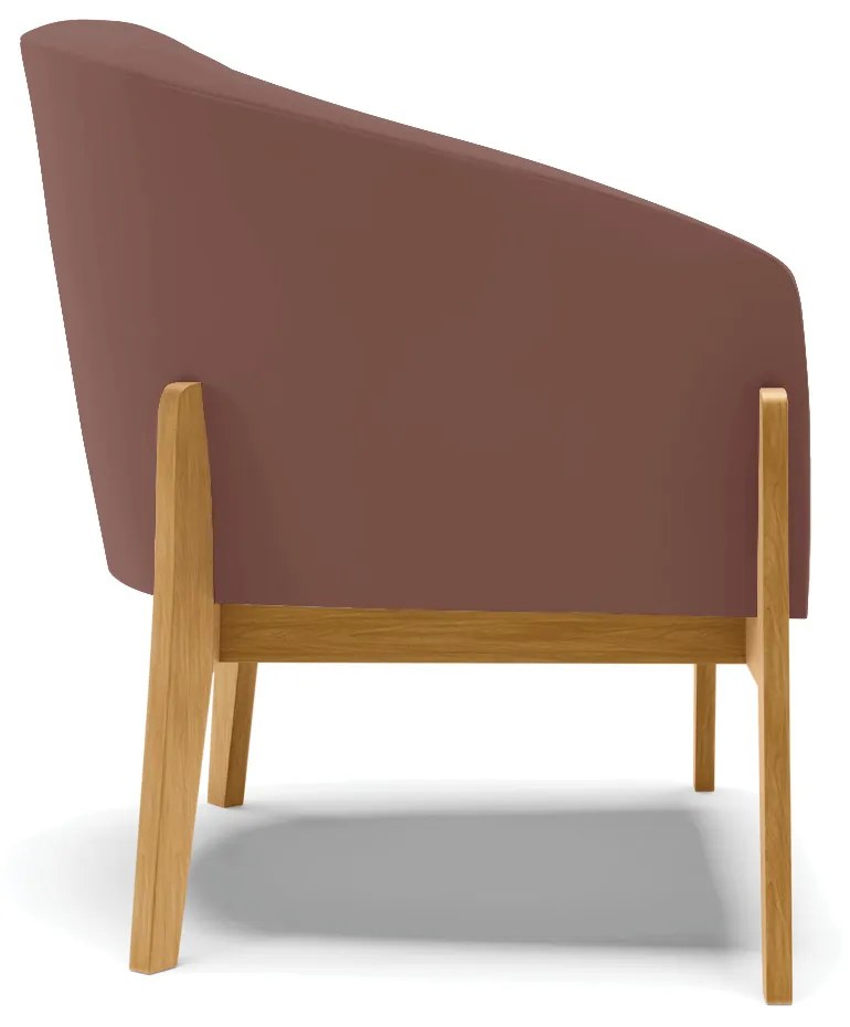 Poltrona Decorativa Base de Madeira kit 2 Stella Veludo Rosê D03 - D'Rossi