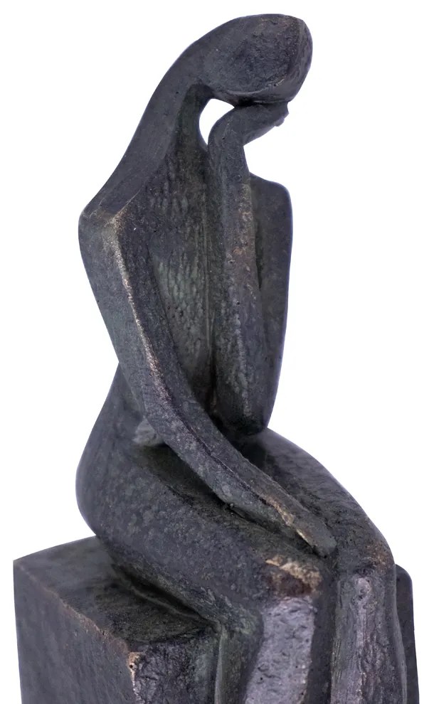 Escultura Decorativa Pessoa Sentada em Poliresina Cobre 21,5 cm F04 - D'Rossi