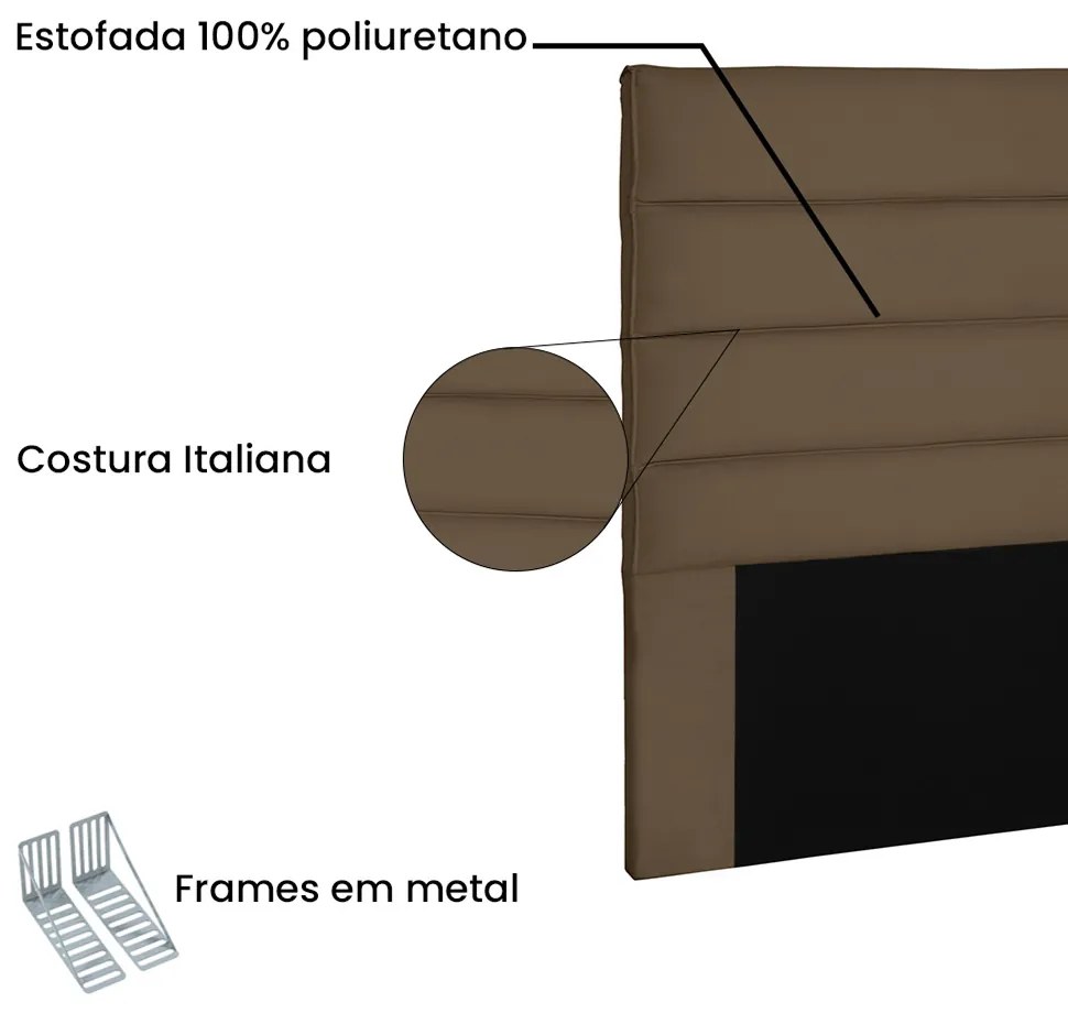 Cabeceira La Italiana Para Cama Box King 195 cm Suede Caramelo - D'Rossi