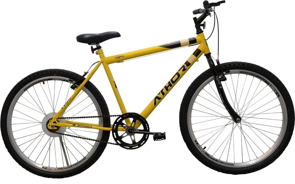 Bicicleta Aro 26 Mtb Sem Marcha Legacy Masculina Amarela Athor Bikes