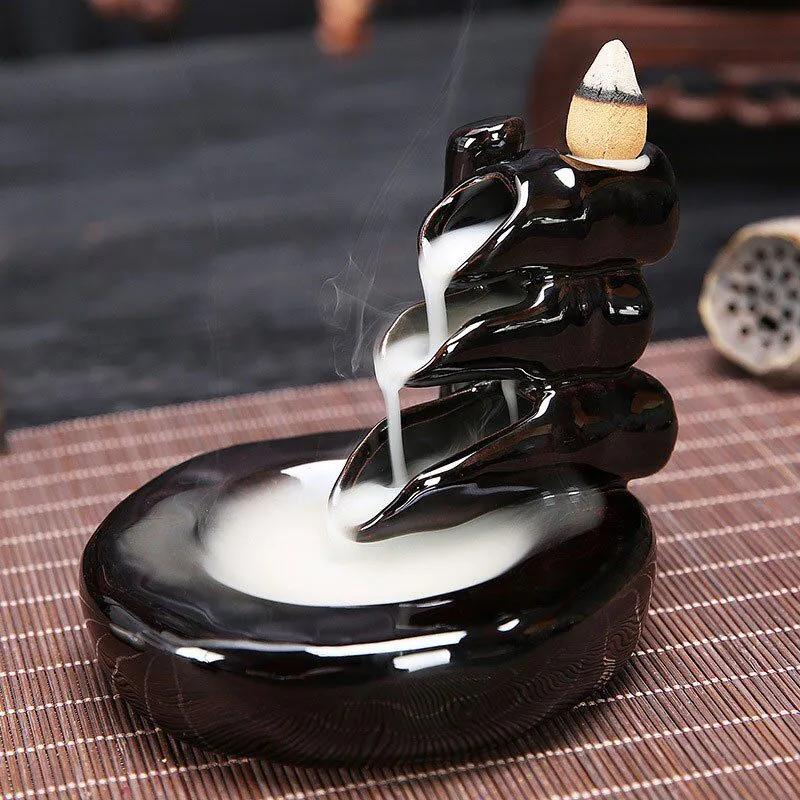 Incensário Cascata de Fumaça com 3 Quedas em Cerâmica
