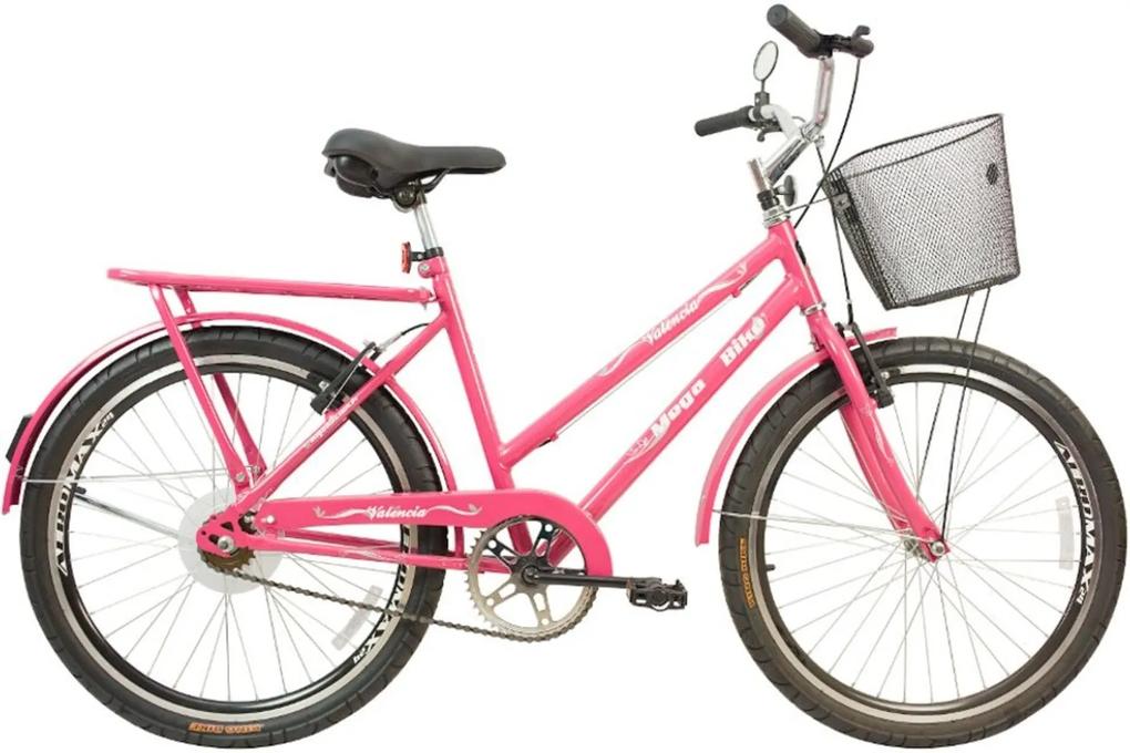 Bicicleta Infantil Aro 24 Freios V-Break Quadro Aço Valência Gold Pink - Mega Bike