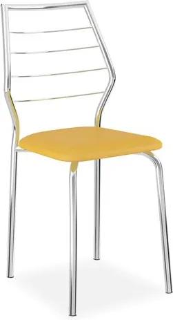 Cadeira para Copa Cromada, Napa Amarelo Ouro, Nikit