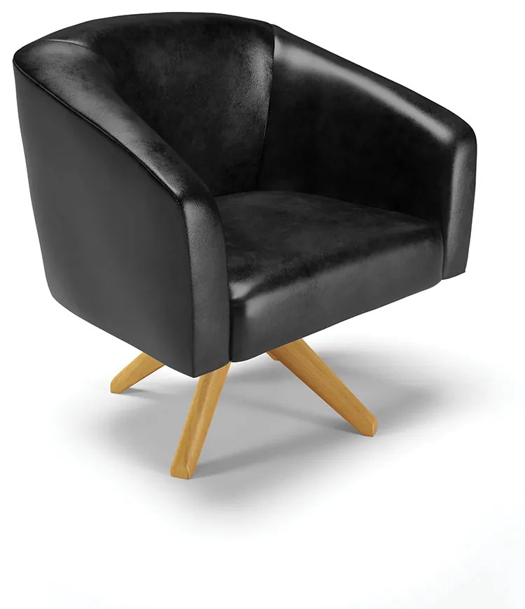 Namoradeira e 2 Poltronas Giratória MA30 Stella Sintético PU Preto D03 - D'Rossi