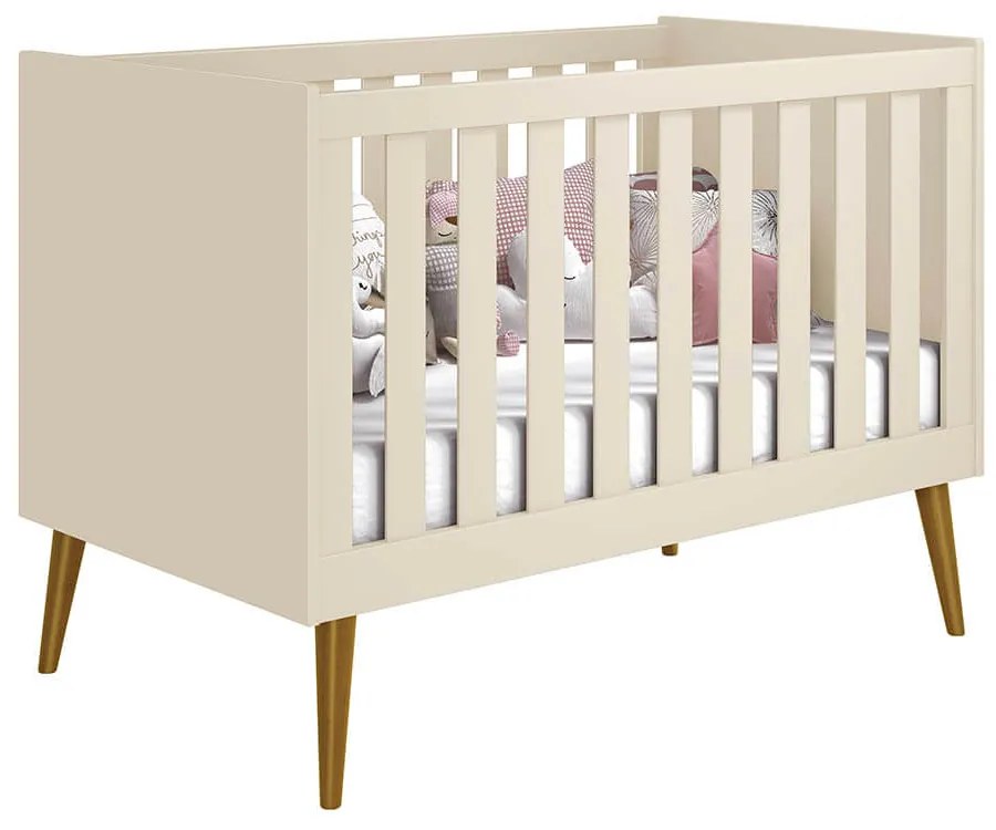 Berço Mini Cama Noah com Pés Retrô Mel - Areia