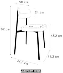 Cadeira de Jantar Estofada Kit 4 Ella M25 Linho Cinza CL/Preto - Mpoze