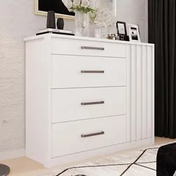 Cômoda 4 Gavetas e 1 Porta Ripada Pallas C01 Branco - Mpozenato