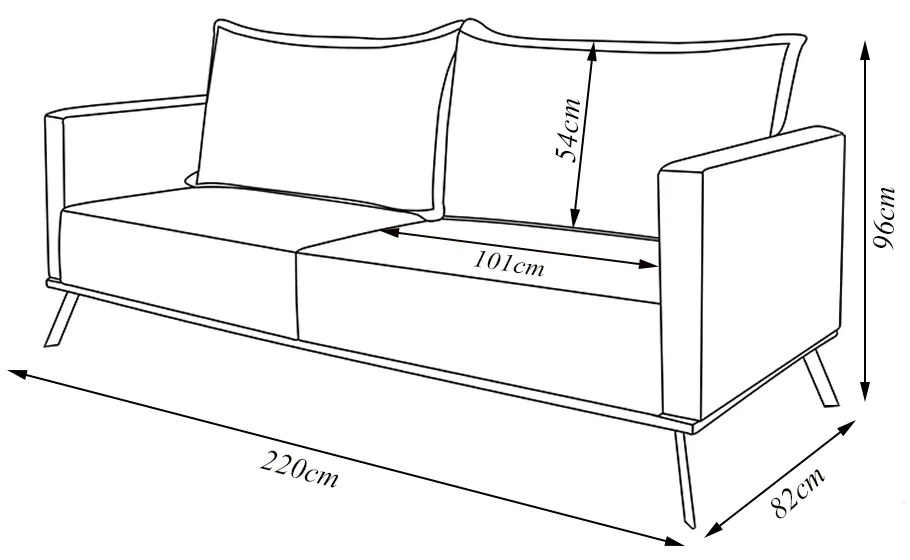 Sofá Living 3 Lugares com Pés de Ferro Almofadas Soltas 220cm Saiph Bouclê Cinza G63 - Gran belo