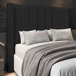 Cabeceira Casal King Cama Box 195cm Claire I02 Linho Preto - Mpozenato