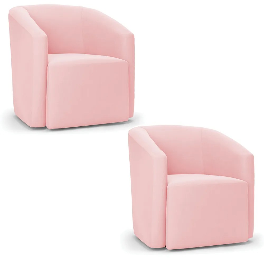 Poltrona Decorativa Orgânica Kit 2 Stella Max Suede Rosa Bebê D03 - D'Rossi