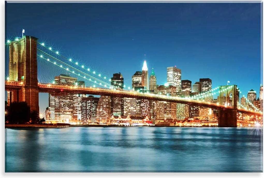 Tela Decorativa em Canvas Love Decor Ponte do Brooklyn Multicolorido 90x60cm