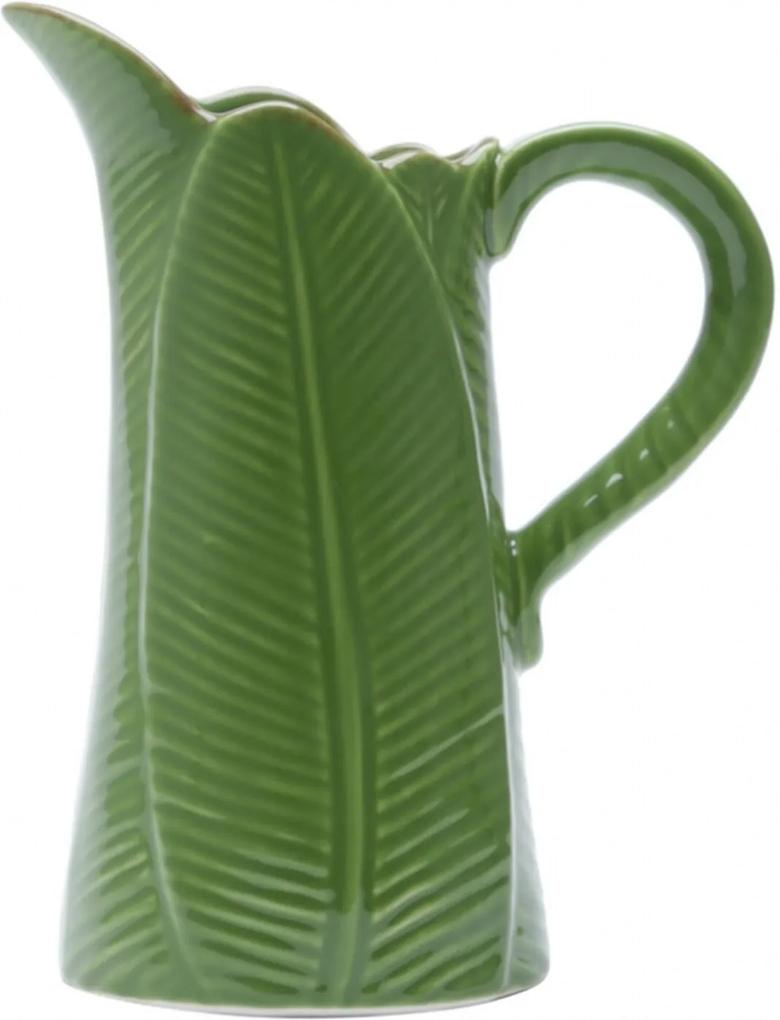 Jarra de cerâmica Lyor linha Banana Leaf 18x11x23cm Verde