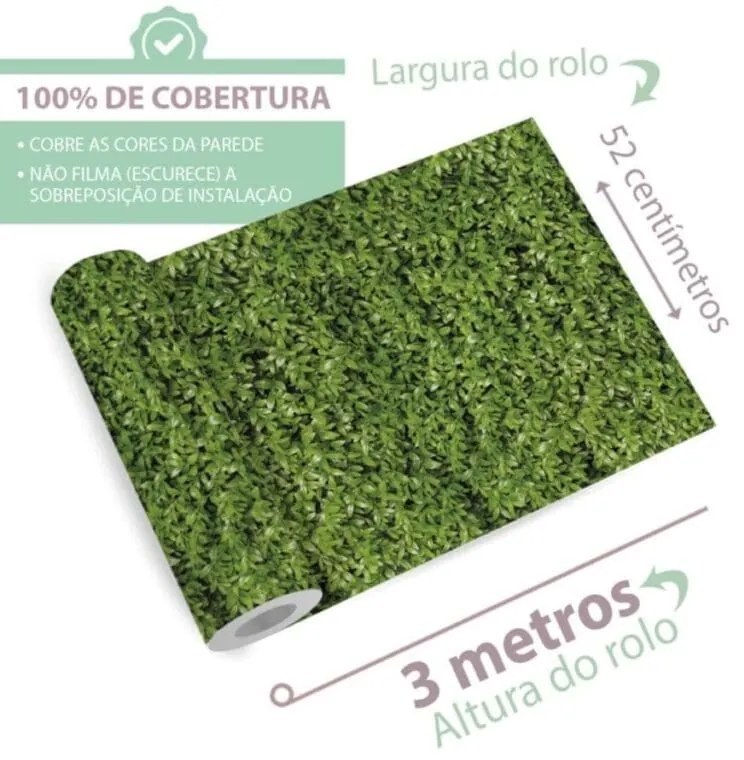 Papel Folhagem Hera Verde Jardim Vertical Lavável | Dcorando