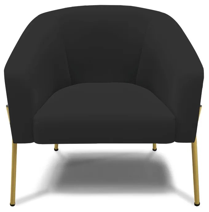 Poltrona Decorativa Pé de Ferro Dourado Kit 2 Stella Veludo D03 - D'Rossi - Preto