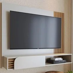 Painel para TV 55 Pol com Bancada Madrid C05 Off White Matte/Freijó -