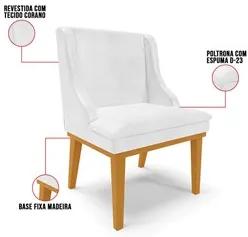 Kit 8 Cadeiras Estofadas Base Fixa de Madeira Castanho Lia Sintético P