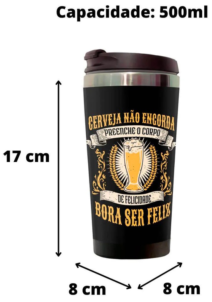 Copo Térmico 500ml Inox Cerveja Não Engorda