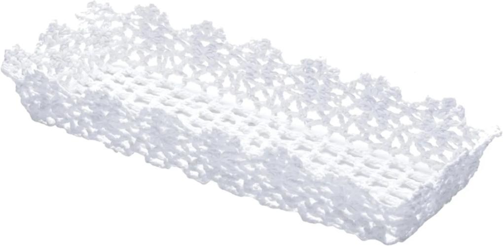 Cesta Retangular de Plástico Branca Crochê 6347 Lyor Classic
