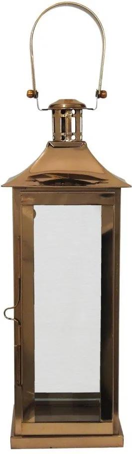 Lanterna Decorativa em Metal Rosê Gold - 55x16cm