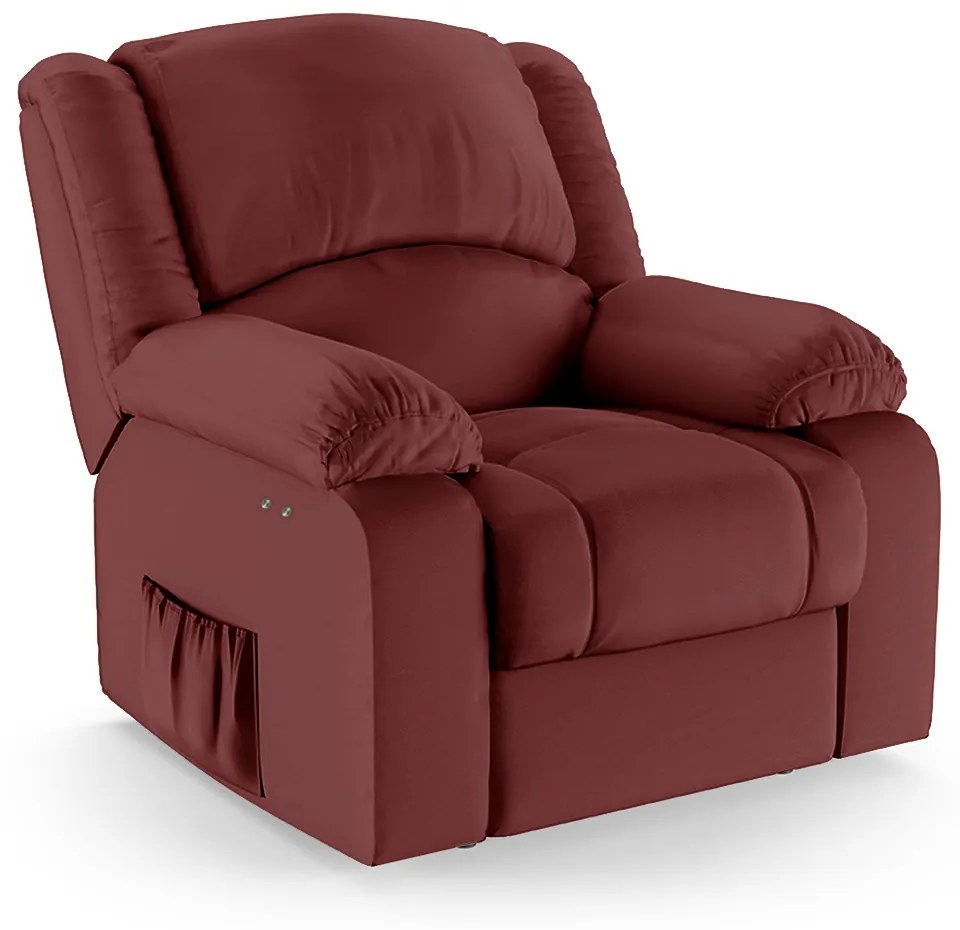 Poltrona do Papai Reclinável Melim Power Touch Massagem Sintético PU FH1 - D'Rossi - Vermelho