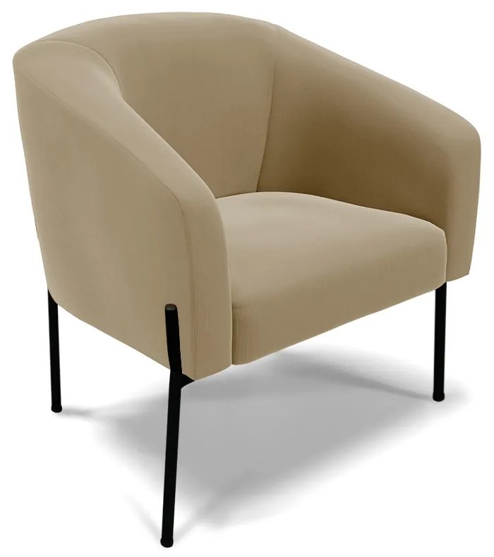Poltrona Decorativa Pé de Ferro Preto Stella Suede Marrom Rato D03 - D'Rossi